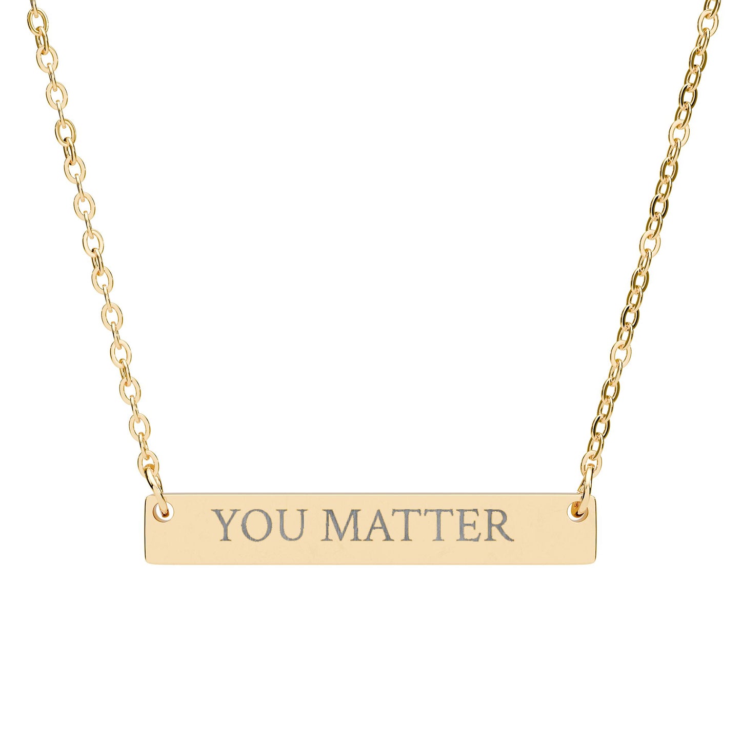 You Matter Engraved Bar Necklace — Inspirational Minimalist Jewelry