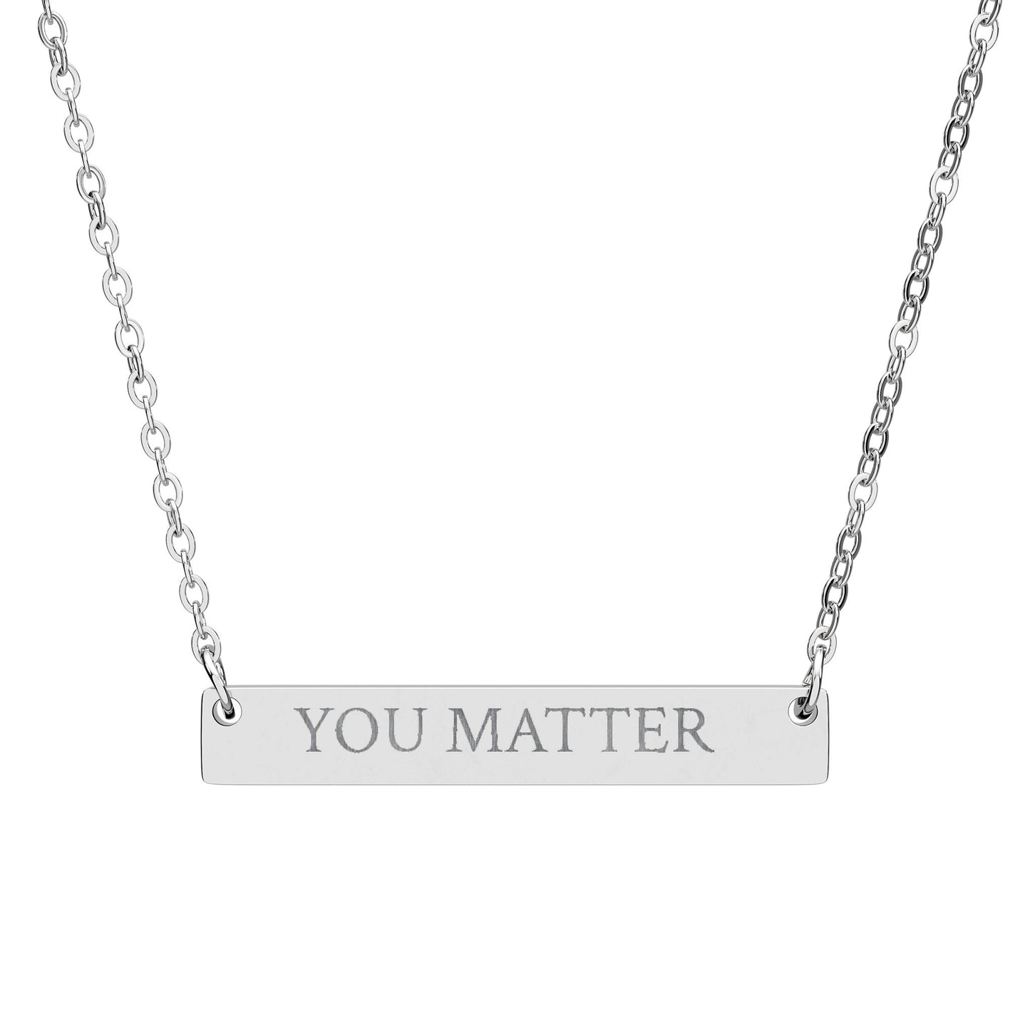You Matter Engraved Bar Necklace — Inspirational Minimalist Jewelry