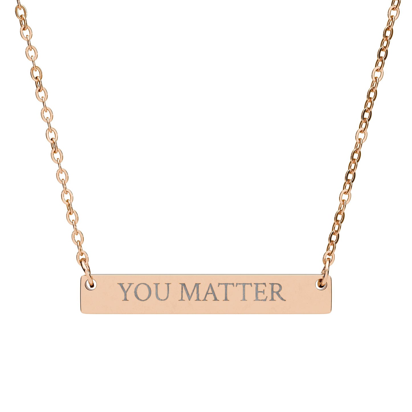 You Matter Engraved Bar Necklace — Inspirational Minimalist Jewelry