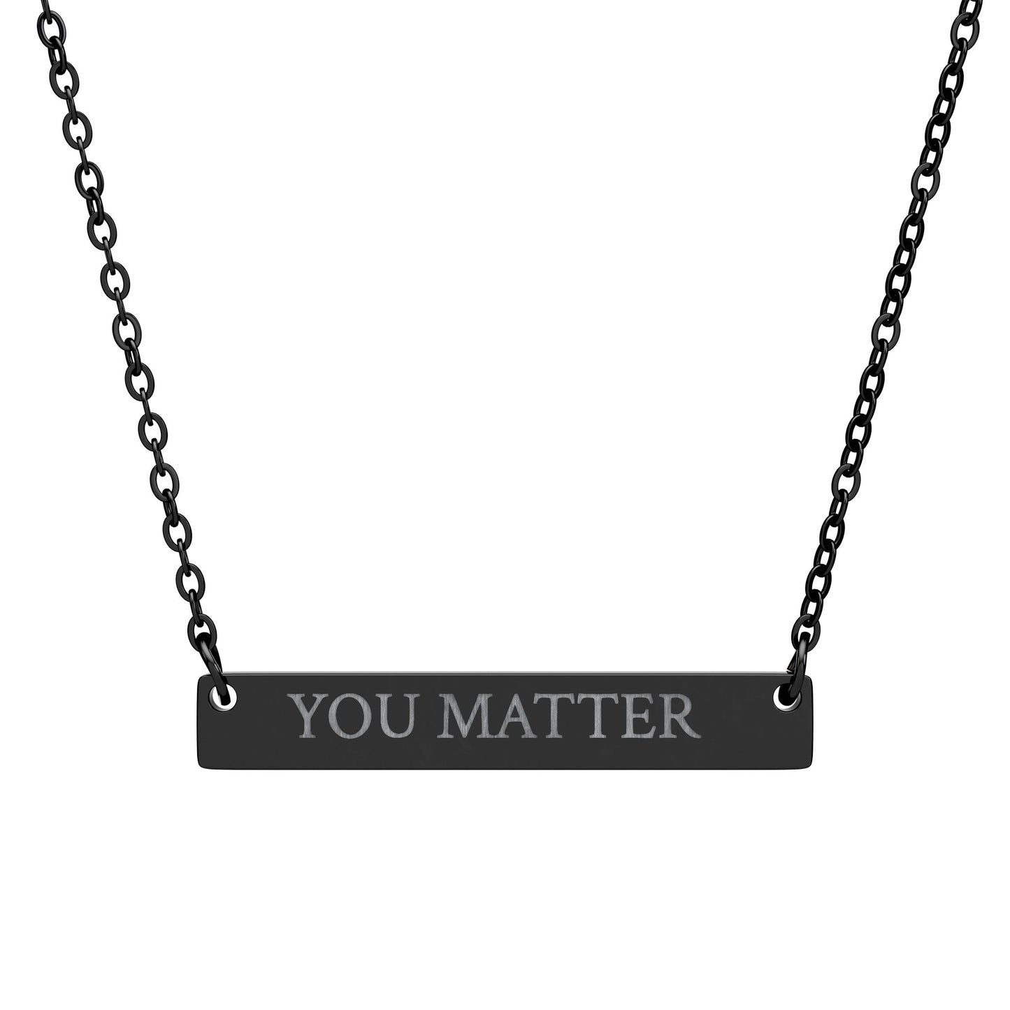 You Matter Engraved Bar Necklace — Inspirational Minimalist Jewelry